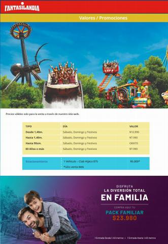 Ofertas de Viajes y Ocio en Santiago | Valores y promociones de Fantasilandia | 10-06-2022 - 31-07-2022