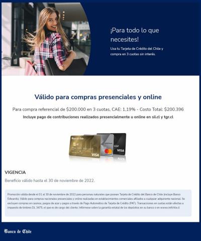 Catálogo Banco CrediChile | Promo tarjetas | 01-11-2022 - 30-11-2022