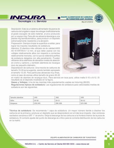 Catálogo Indura | Equipo Alimentador de Carburos | 30-11-2022 - 28-02-2023