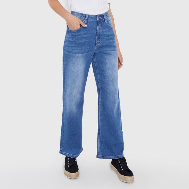 Ofertas de Jeans Wide Leg Azul Medio - Mujer por $12990