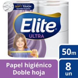 Oferta de Papel higiénico Elite ultra doble hoja 8 un (50 m) por $6560 en Unimarc