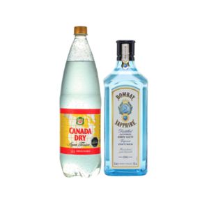Oferta de Pack Gin Bombay Sapphire Botella 750cc + Canada Dry Tonica Botella 1.5Lts por $1690 en Liquidos