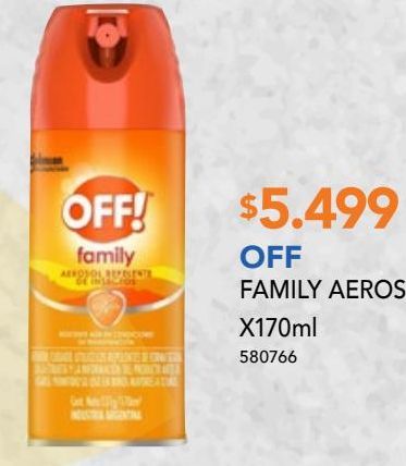 Ofertas de OFF Family Aerosol 170 Ml por $5499