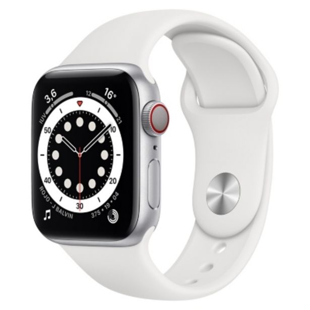 Ofertas de Apple Watch series 6 (40mm, GPS + Cellular) - Caja aluminio color plata - Correa deportiva blanca por $469990