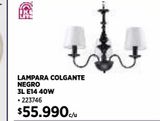 Oferta de LAMPARA COLGANTE NEGRO 3L E14 40W por $55990 en Construmart