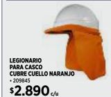 Oferta de Legionario para Casco Cubre Cuello Naranjo  por $2890 en Construmart