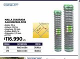 Oferta de Malla Cuadrada Galvanizada 5014 por $116990 en Construmart