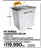 Oferta de Kit mueble lavaplatos 100cm por $119990 en Construmart