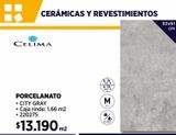 Oferta de PORCELANATO PIEDRA CITY GRAY 30X61 CM 1,66 M2 por $13190 en Construmart