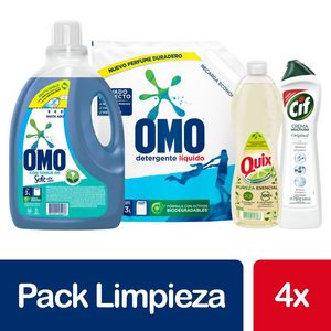 Oferta de Pack Detergente Líquido Botella 3lt + Doypack 3lt + Quix 500ml + Cif 750grs Omo por $15950 en Super Bodega a Cuenta