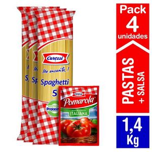 Oferta de Pack 3 Spaghetti + 1 Salsa de Tomates Pomarola Carozzi por $2950 en Super Bodega a Cuenta